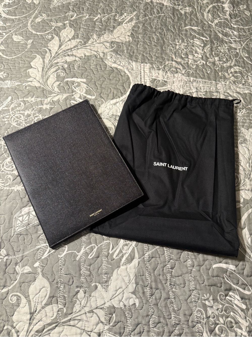 Saint Laurent Black iPad/tablet case with Gold Logo